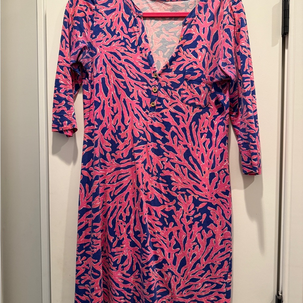 Lilly Pulitzer Pink and Blue Coral Pattern Dress